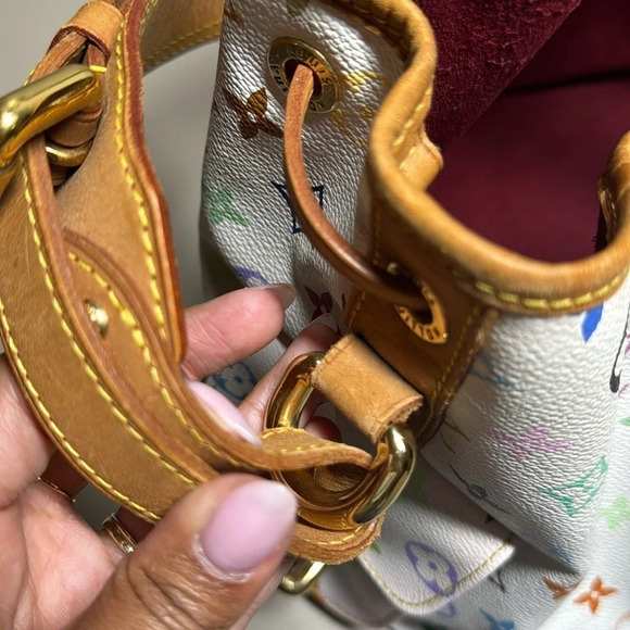 Authentic Louis Vuitton Multicolor Petit Noe Bucket Style White Monogram Rainbow - Picture 10 of 17